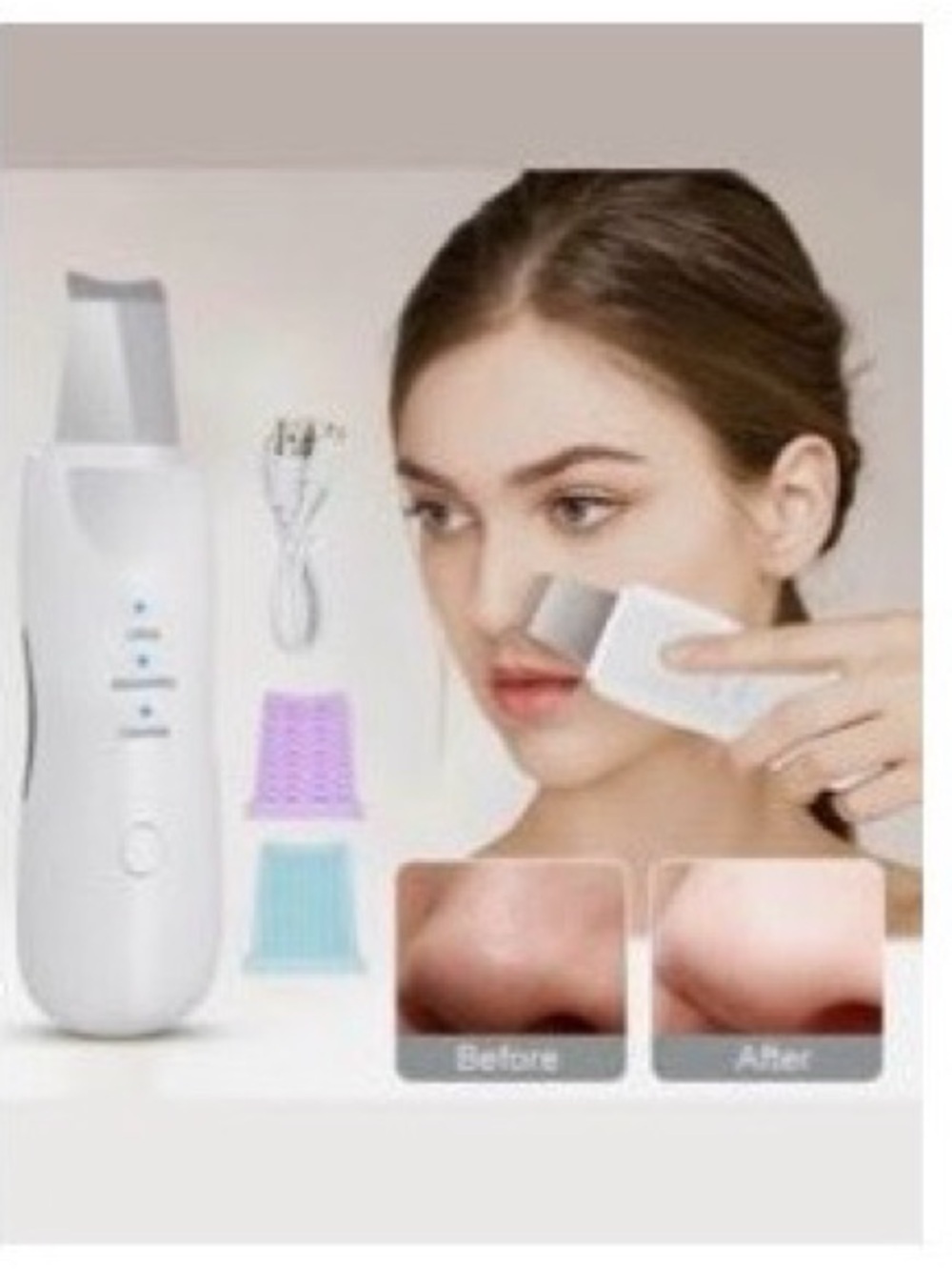 Ultrasonic Skin Scrubber Deep Cleanser - White - Picture 3 of 9